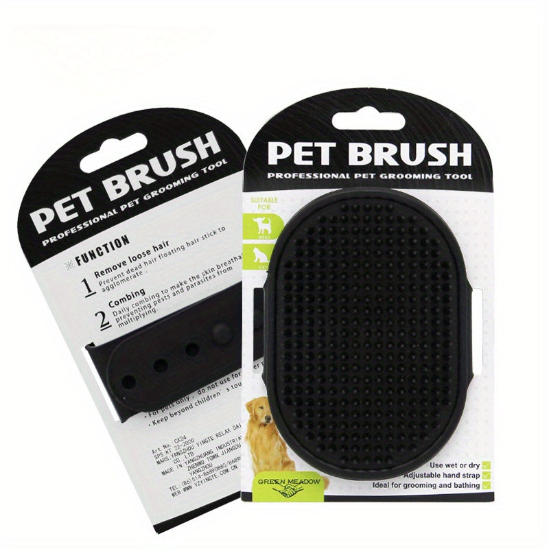 Pet Grooming Brush, Rubber Bristle Massage Bathing Brush for Cats and Dogs, Gentle Cleaning Glove Mitt for Pets - Non-Scrubbing, Easy to Use