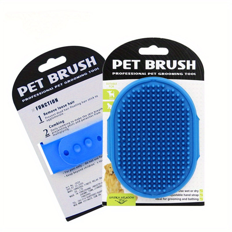 Pet Grooming Brush, Rubber Bristle Massage Bathing Brush for Cats and Dogs, Gentle Cleaning Glove Mitt for Pets - Non-Scrubbing, Easy to Use