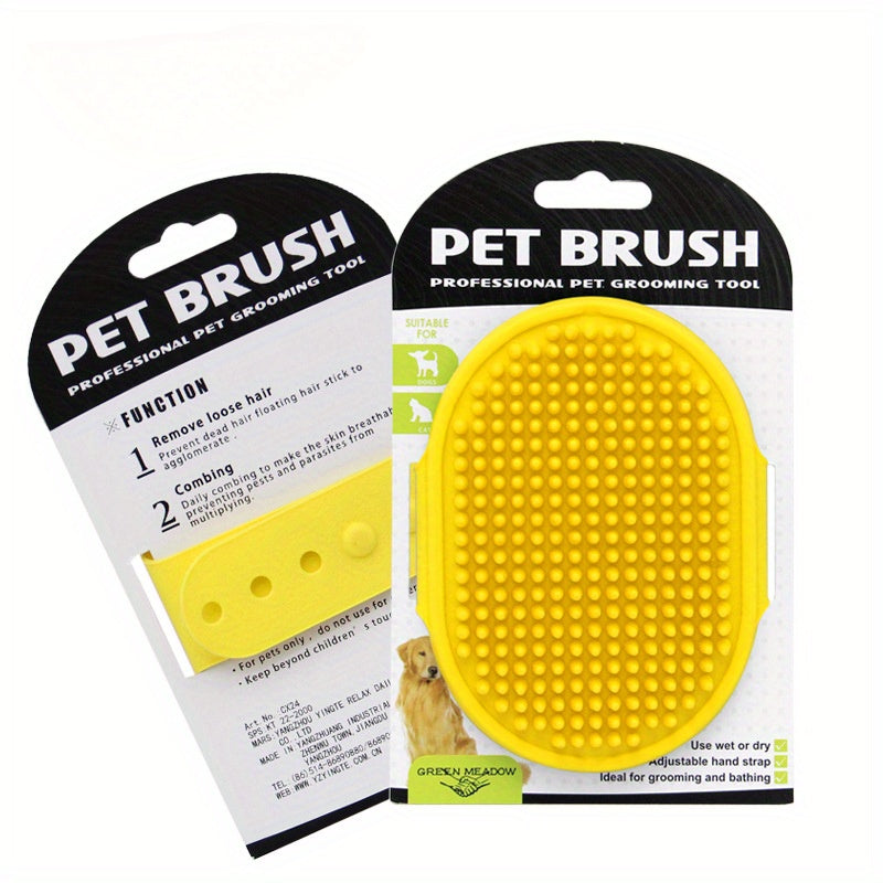 Pet Grooming Brush, Rubber Bristle Massage Bathing Brush for Cats and Dogs, Gentle Cleaning Glove Mitt for Pets - Non-Scrubbing, Easy to Use