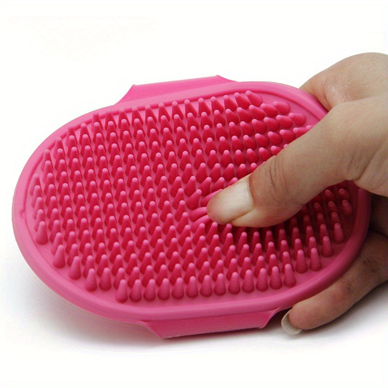 Pet Grooming Brush, Rubber Bristle Massage Bathing Brush for Cats and Dogs, Gentle Cleaning Glove Mitt for Pets - Non-Scrubbing, Easy to Use