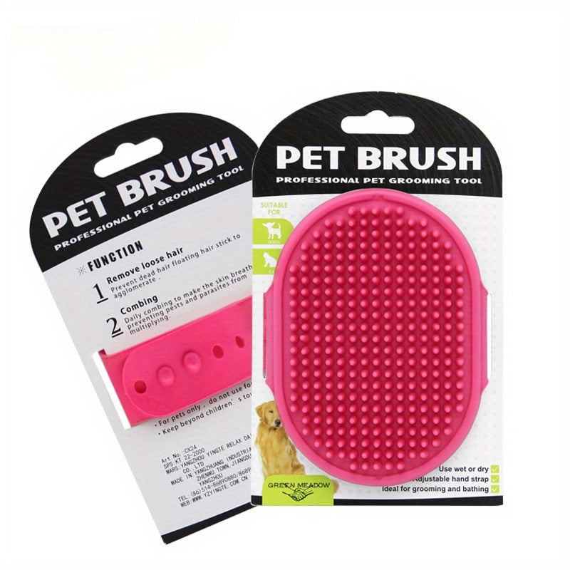Pet Grooming Brush, Rubber Bristle Massage Bathing Brush for Cats and Dogs, Gentle Cleaning Glove Mitt for Pets - Non-Scrubbing, Easy to Use