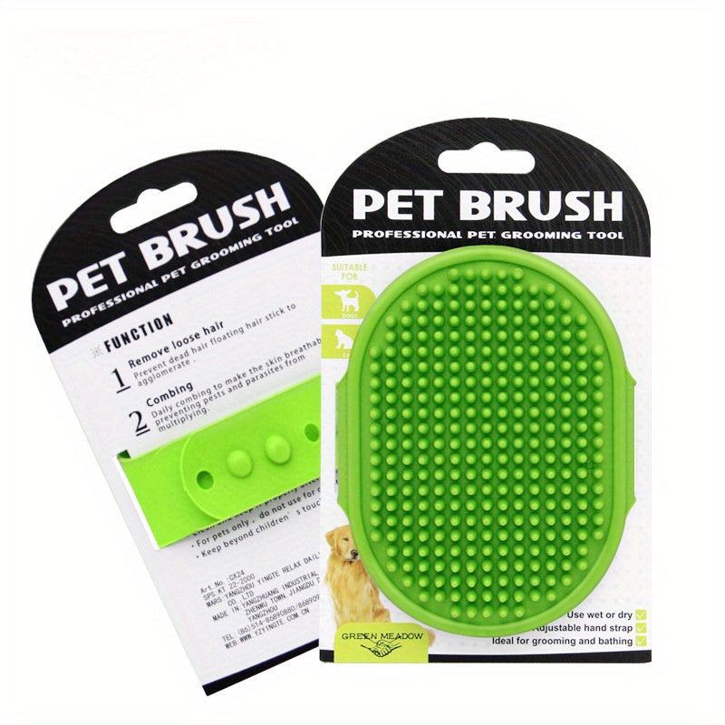Pet Grooming Brush, Rubber Bristle Massage Bathing Brush for Cats and Dogs, Gentle Cleaning Glove Mitt for Pets - Non-Scrubbing, Easy to Use