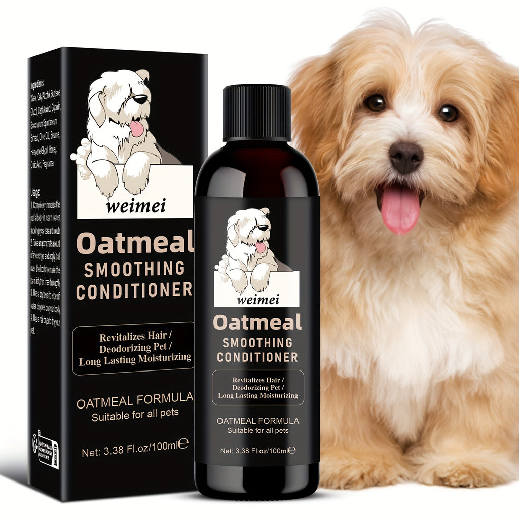 1pc Weimei Oatmeal Smoothing Conditioner For Dogs, 100ml (3.38 Fl Oz) - Revitalizing Hair Deodorizing Pet Formula With Natural Ingredients, Suitable For All Pets, Safe For Sensitive Skin