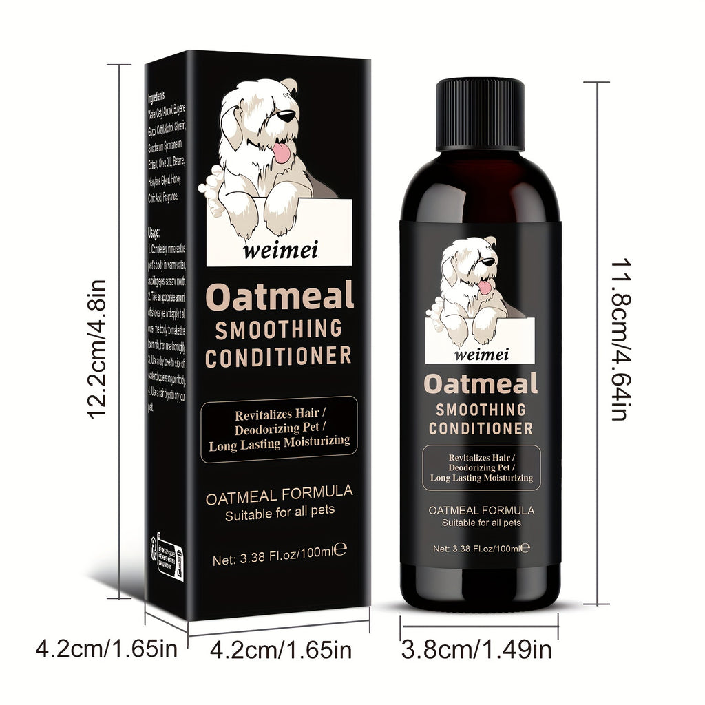 1pc Weimei Oatmeal Smoothing Conditioner For Dogs, 100ml (3.38 Fl Oz) - Revitalizing Hair Deodorizing Pet Formula With Natural Ingredients, Suitable For All Pets, Safe For Sensitive Skin