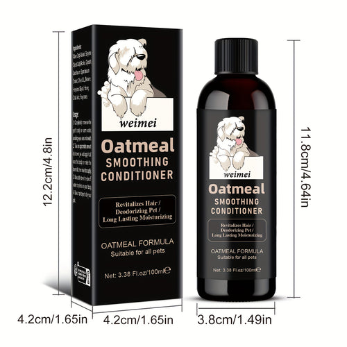 1pc Weimei Oatmeal Smoothing Conditioner For Dogs, 100ml (3.38 Fl Oz) - Revitalizing Hair Deodorizing Pet Formula With Natural Ingredients, Suitable For All Pets, Safe For Sensitive Skin