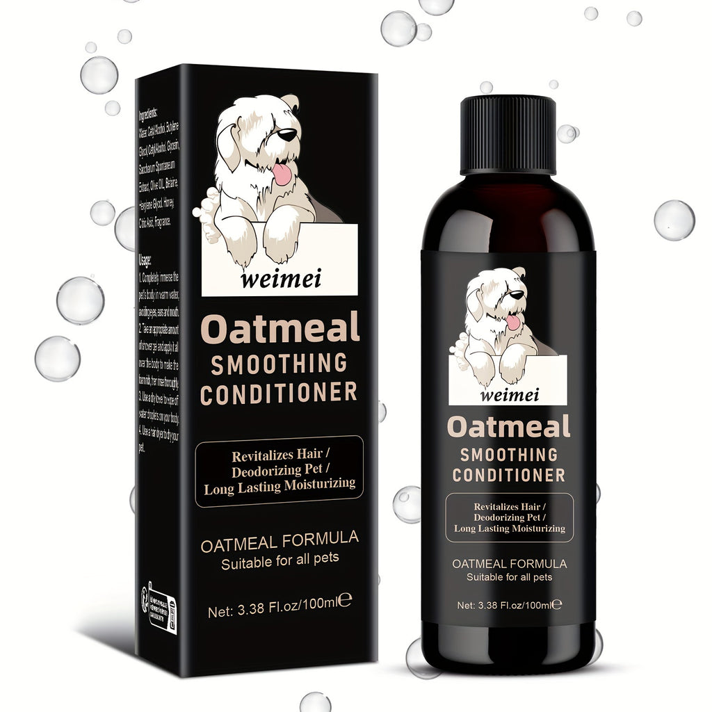 1pc Weimei Oatmeal Smoothing Conditioner For Dogs, 100ml (3.38 Fl Oz) - Revitalizing Hair Deodorizing Pet Formula With Natural Ingredients, Suitable For All Pets, Safe For Sensitive Skin