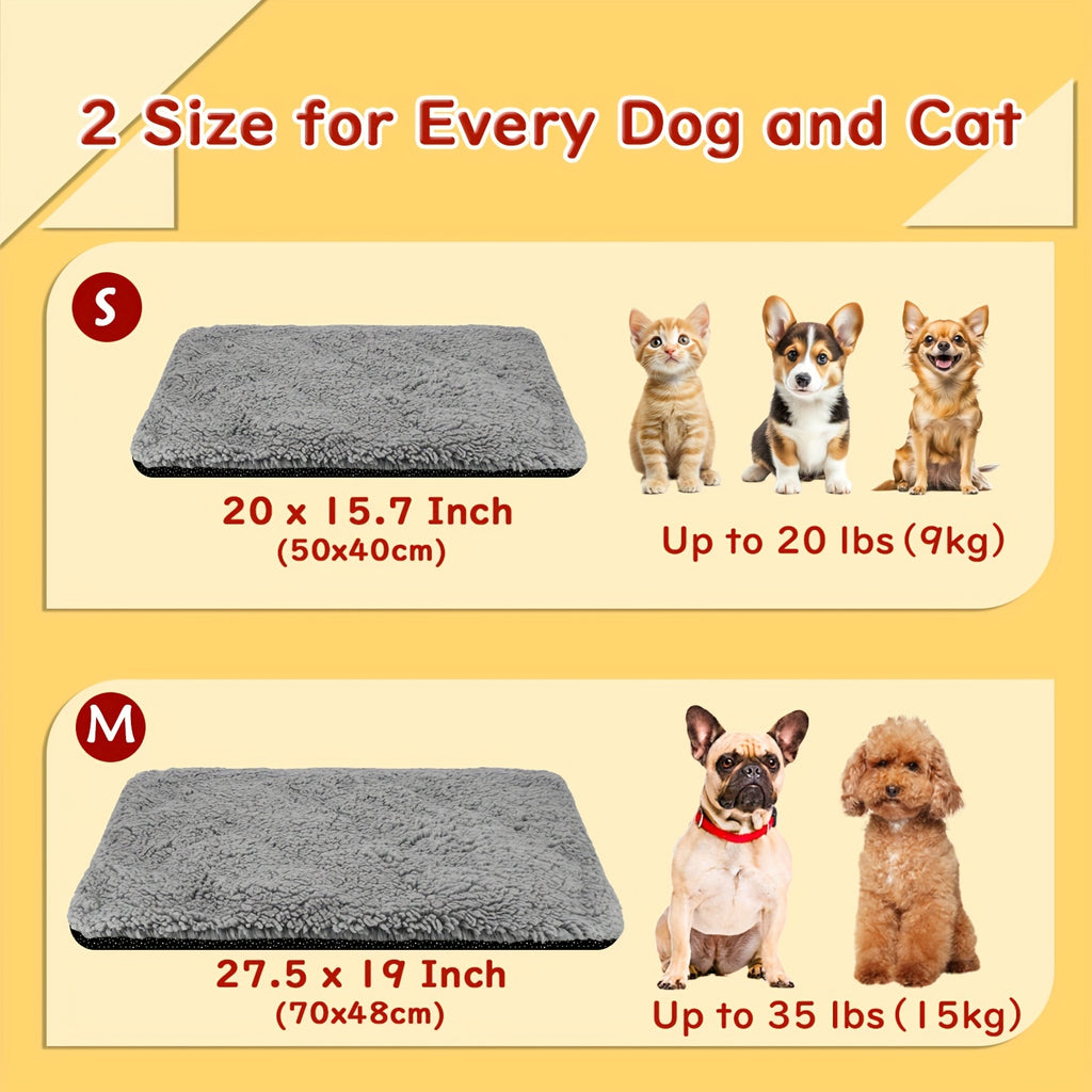 Super Soft Self Warming Cat Bed, Thermal Dog Crate Bed Mat For Sleeping, Washable Anti-Slip Pet Kennel Pad For Small Medium Cats Dogs Puppy Kitten Indoor Outdoor