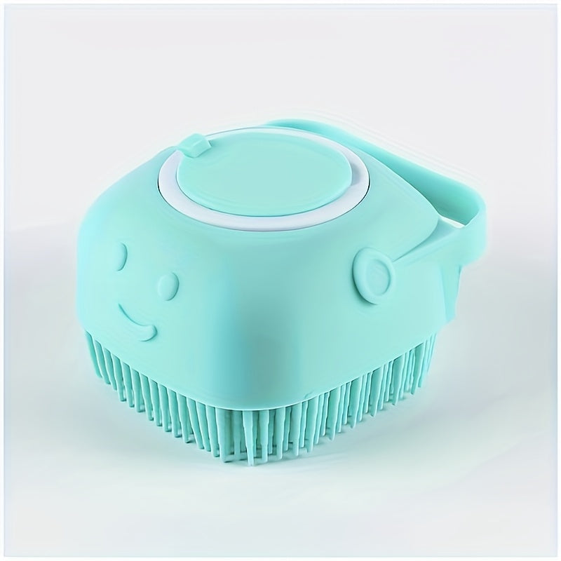 1pc Pet Hair Washing System with Built-in Storage - Dog & Cat Shower Bath Brush with Massager Bristles, Non-Toxic & Easy-Clean Design, Ergonomic Handle & Detachable Top for Wet/ Bathing - Ideal for /Medium Pets, Sensitive Lig