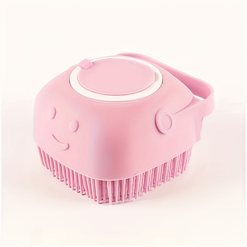 1pc Pet Hair Washing System with Built-in Storage - Dog & Cat Shower Bath Brush with Massager Bristles, Non-Toxic & Easy-Clean Design, Ergonomic Handle & Detachable Top for Wet/ Bathing - Ideal for /Medium Pets, Sensitive Lig