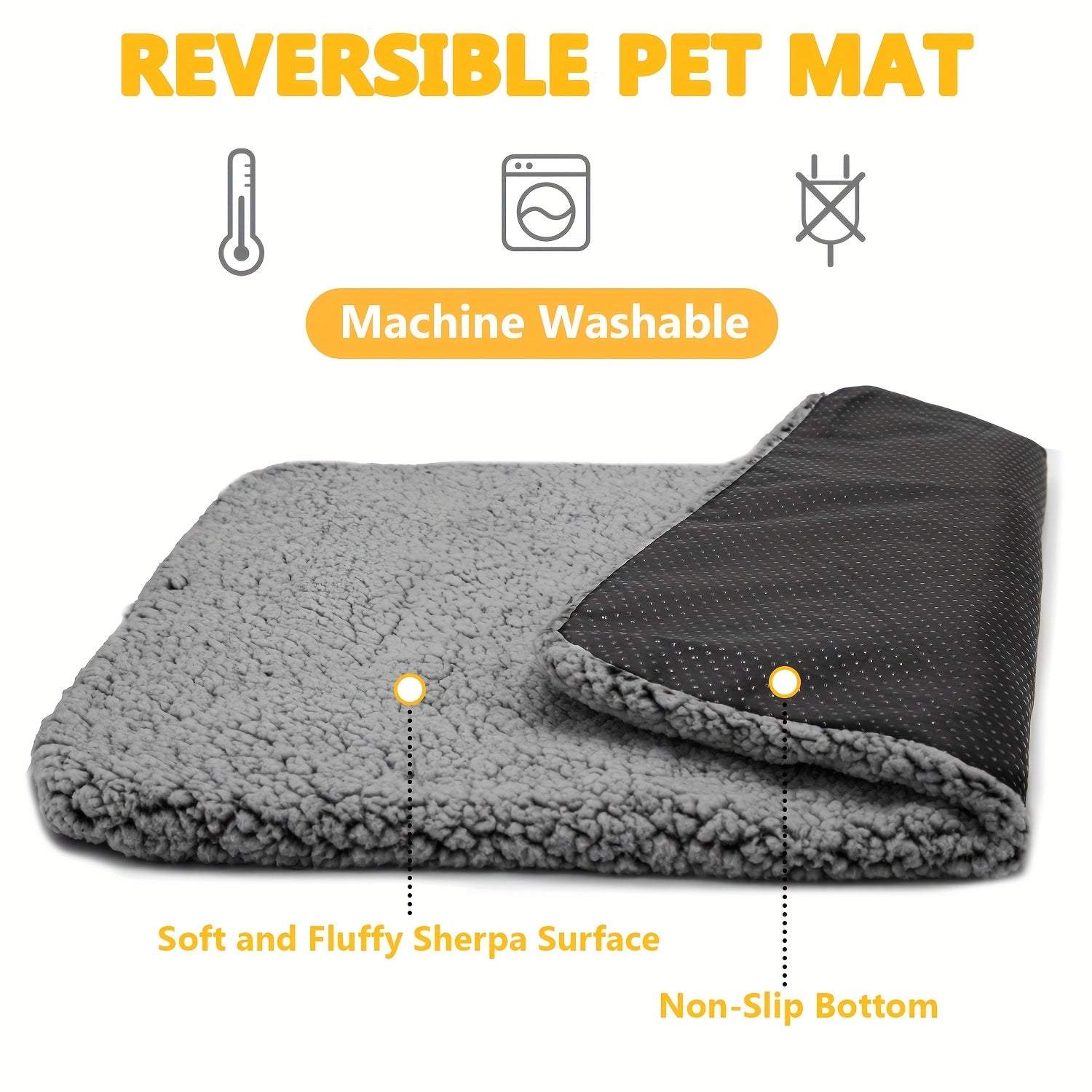 Super Soft Self Warming Cat Bed, Thermal Dog Crate Bed Mat For Sleeping, Washable Anti-Slip Pet Kennel Pad For Small Medium Cats Dogs Puppy Kitten Indoor Outdoor
